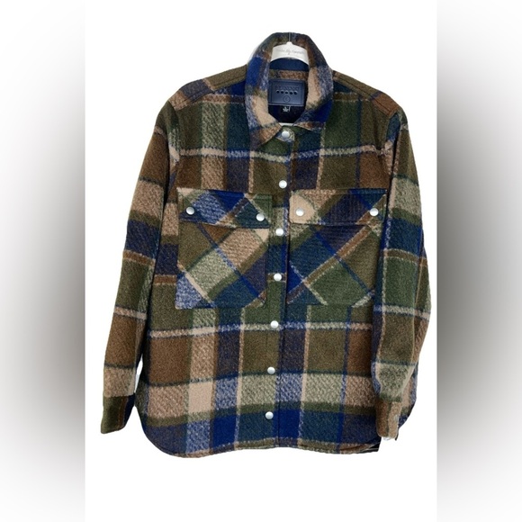 Blank NYC NWT Flannel Wool Blend Shacket ‎ Jacket Hit the Trail Womens Size L - Picture 1 of 10